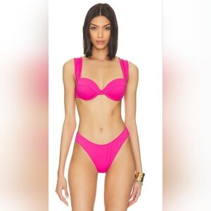 NWT WeWoreWhat Claudia Bikini Set in Solid Magenta. Size S